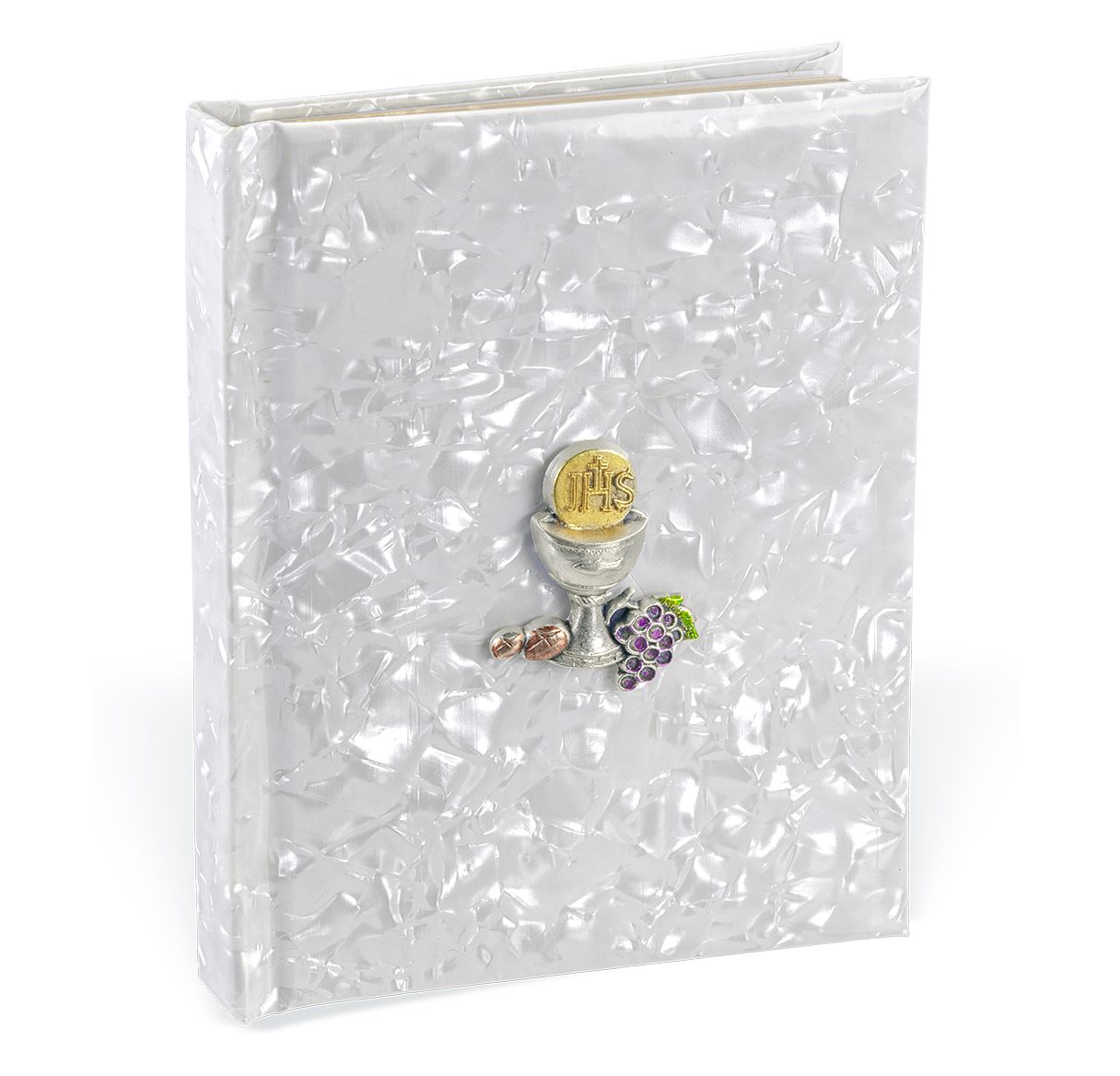 Child of God White Pearlized Communion Missal with Chalice medal on front