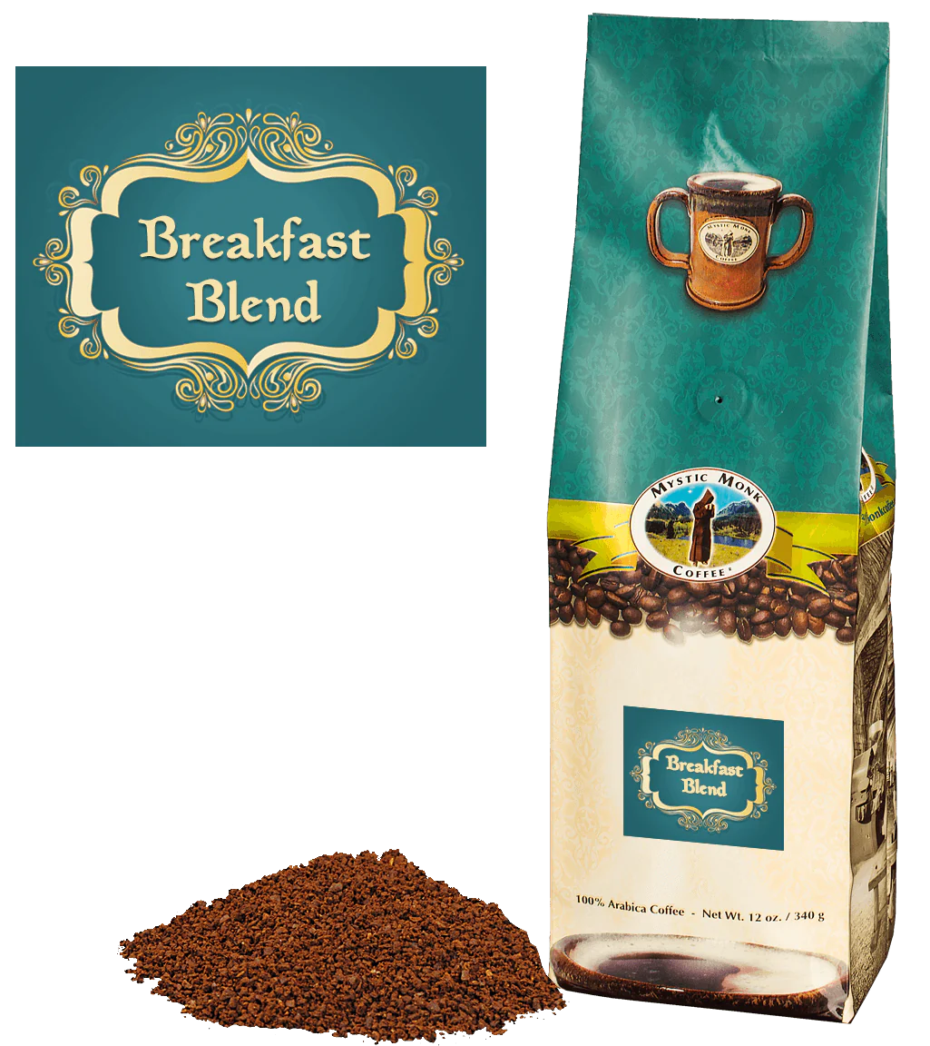Mystic Monk Coffee - Breakfast Blend Coffee Whole Bean