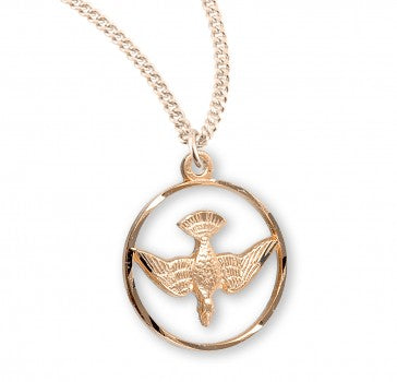 Open Circle w/Dove Necklace Gold over Sterling