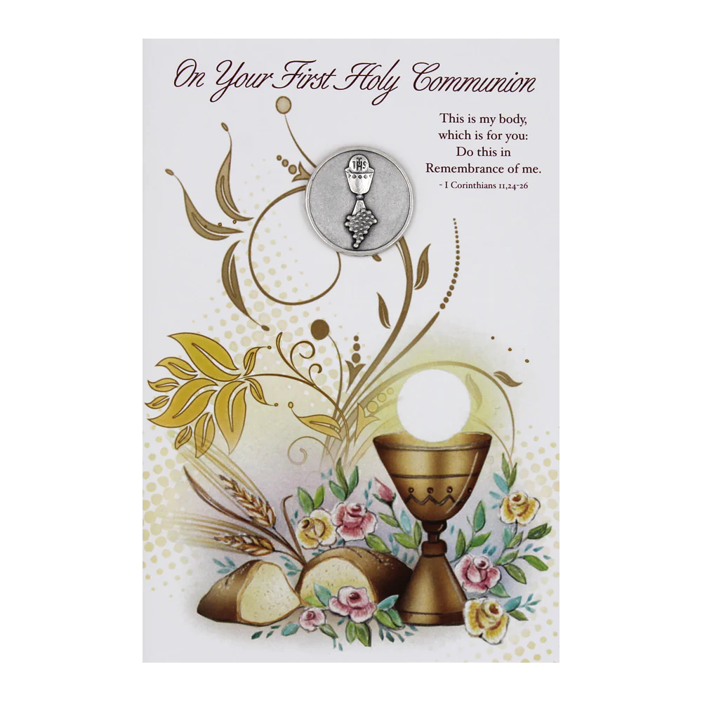 Greeting Card First Holy Communion with Communion Token