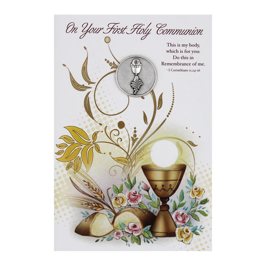 Greeting Card First Holy Communion with Communion Token