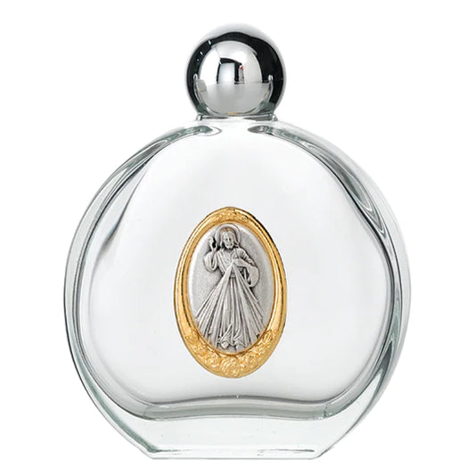 Holy Water Bottle with Divine Mercy two tone medal