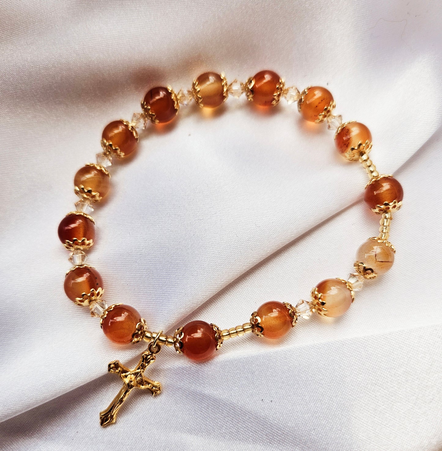 Rosary Bracelet Carnelian Bead