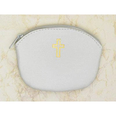 White Zippered Rosary Pouch