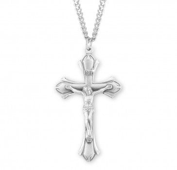 Sterling Silver Rosary Crucifix Necklace  24"