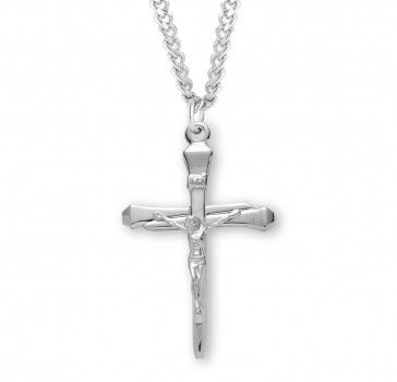 Sterling Silver Large Nail Crucifix 24" Necklace