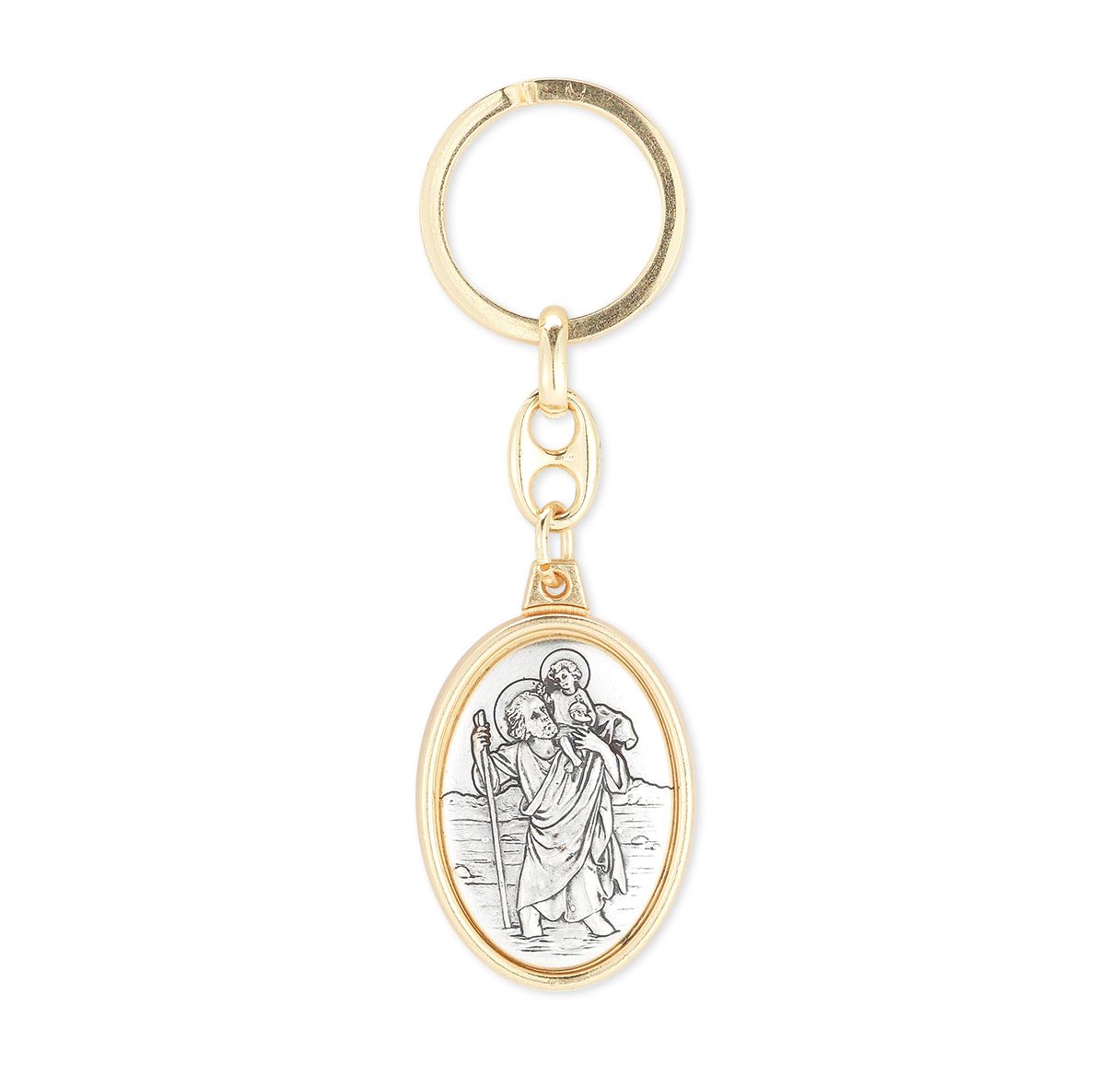 Key Chain - St Christopher Two Tone