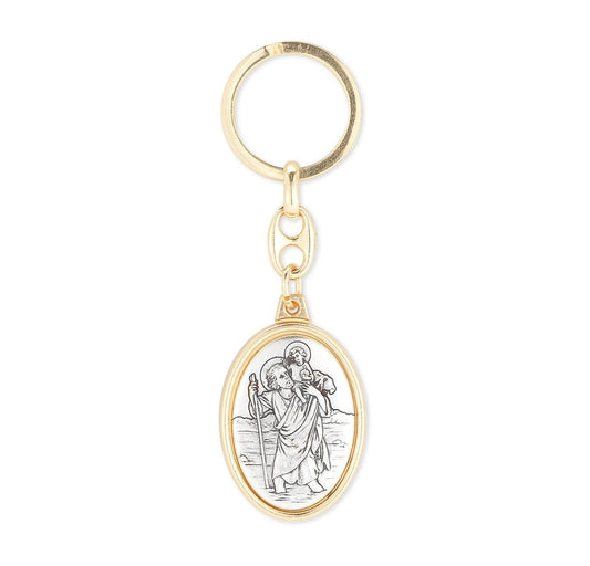 Key Chain - St Christopher Two Tone