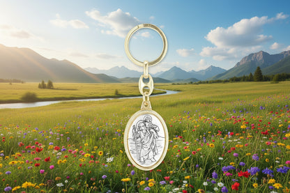 Key Chain - St Christopher Two Tone
