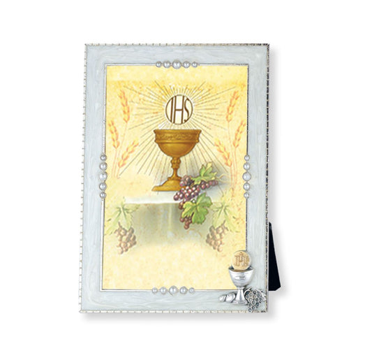 Picture Frame White Pearlized Communion Chalice with Grapes
