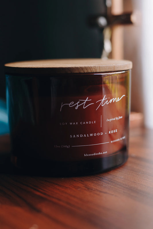Blessed is She Rest Time 3 Wick Candle